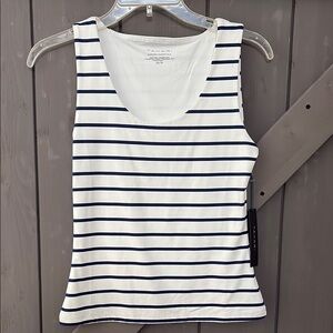 Tahari Women's Striped Tank Top - White and Blue
